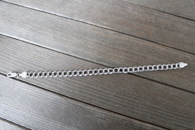 STERLING DBL LINK 6IN CHARM BRACELET