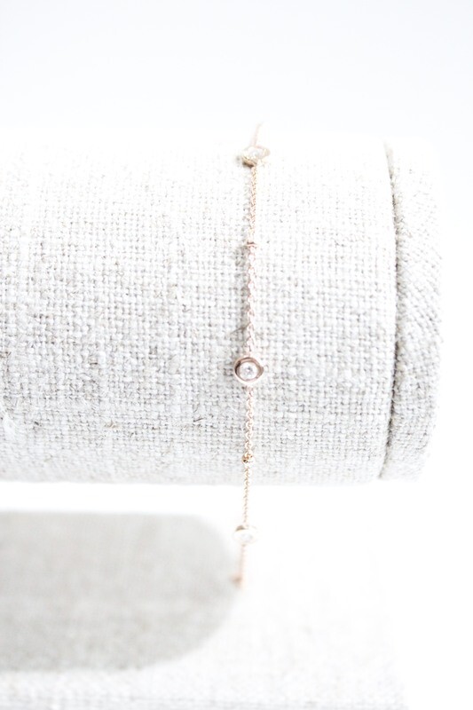 14KT ROSE GOLD .125CT DIAMOND BY THE INCH BRACELET
