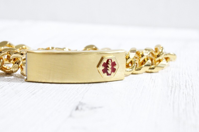 Speidel Gold Plated Stainless Medical ID Link Bracelet