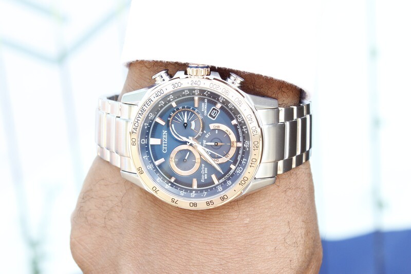 Men&#39;s Citizen Eco-Drive PCAT Blue Dial Two-Tone Watch 