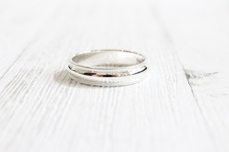 Sterling Silver 5mm Half Round Milgrain Band Size 10