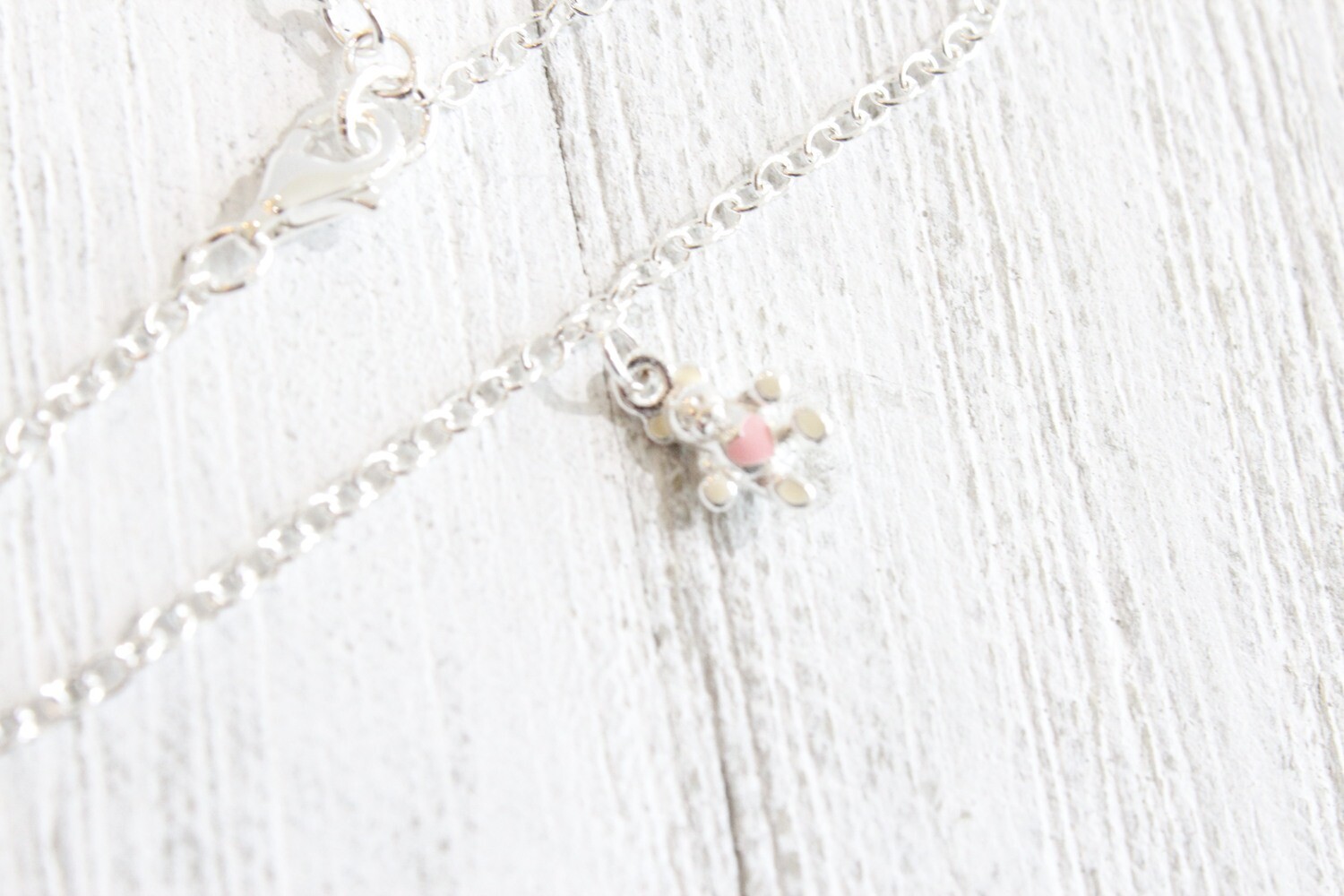 Sterling Silver Enamel Teddy Bear with 1.5in ext. Kid&#39;s Bracelet