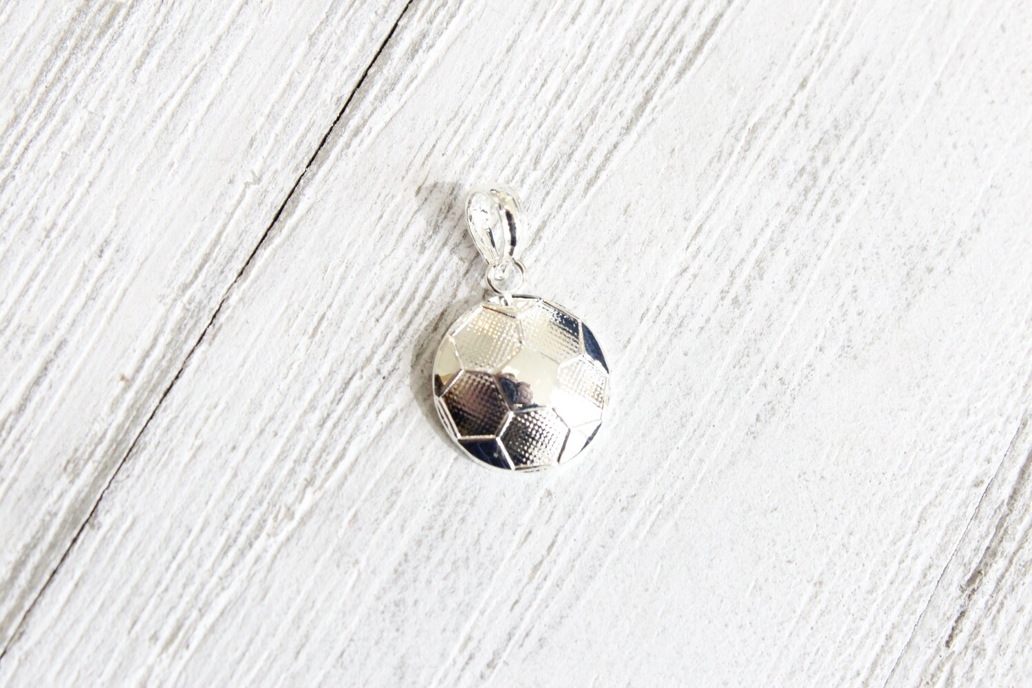 Sterling Silver Polished/Textured Soccer Ball Pendant/ Charm
