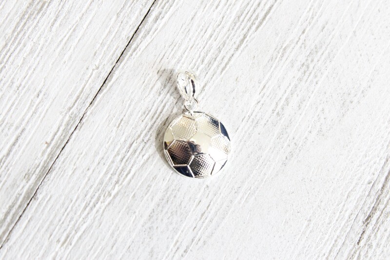 Sterling Silver Polished/Textured Soccer Ball Pendant/ Charm