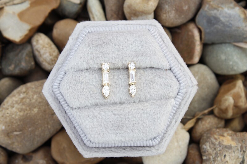 14KY 1/4CT MULTISHAPE PETITE DIAMOND STUDS