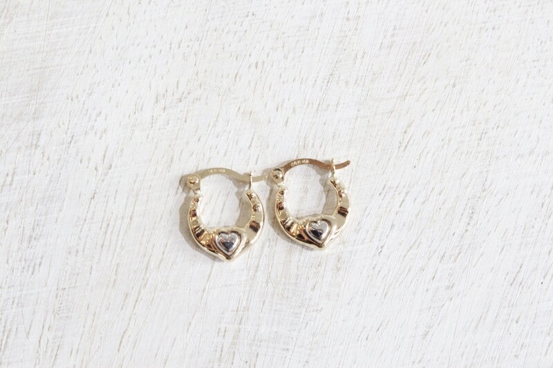 14ktt Heart Hollow Hoop Earrings