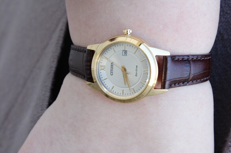 Citizen Eco-Drive Womens Watch, Stainless Steel with Leather Strap, Classic, Brown