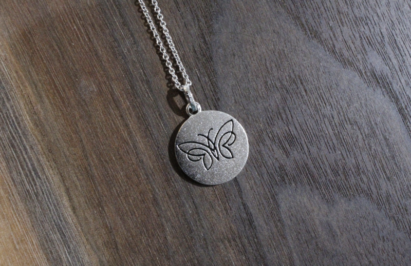Sterling Silver Butterfly Pendant on Adjustable Cable Chain