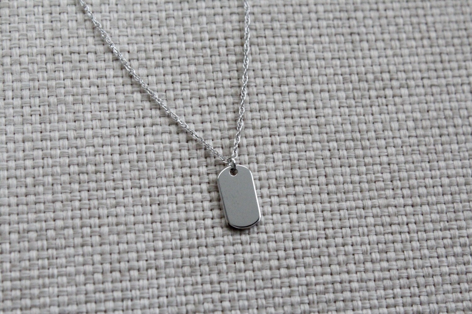14KWG MINI DOG TAG ON 18IN CHAIN, ENGRAVABLE