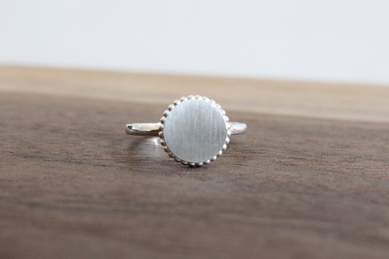 Sterling Silver Engravable Beaded Ring