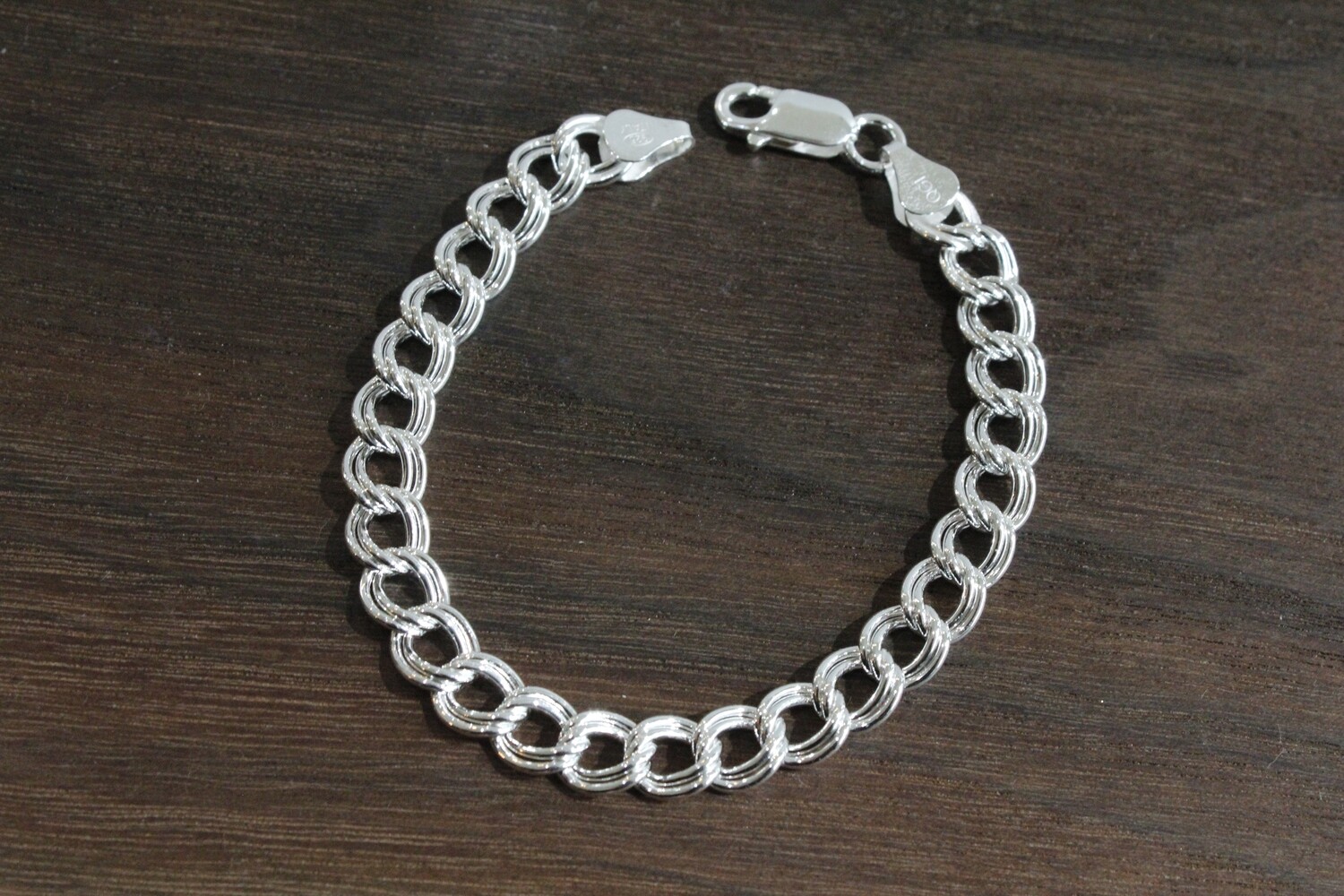 Sterling Silver 6in 6mm Double Link Charm Bracelet