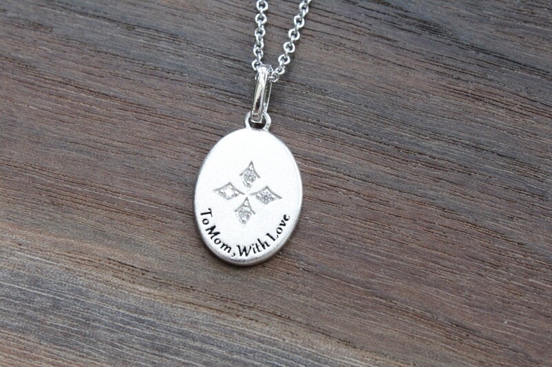 Sterling Silver &quot;To Mom, With Love&quot; CZ Necklace