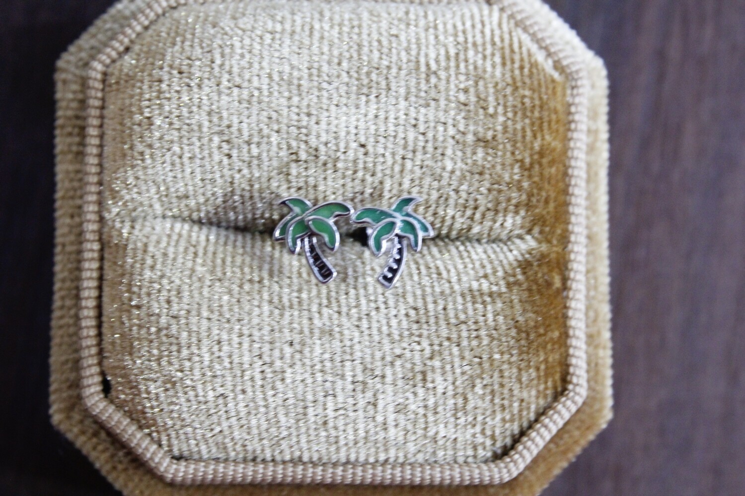 Sterling Silver Enameled Palm Tree Post Earrings