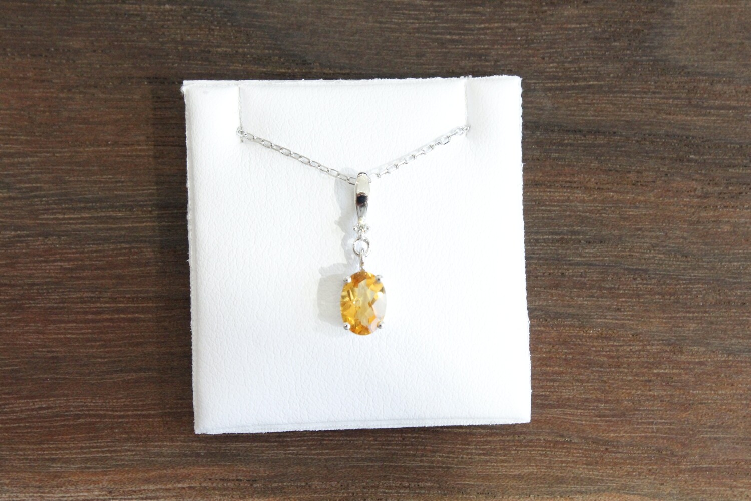 10kw Oval Citrine with Diamond Accent Necklace