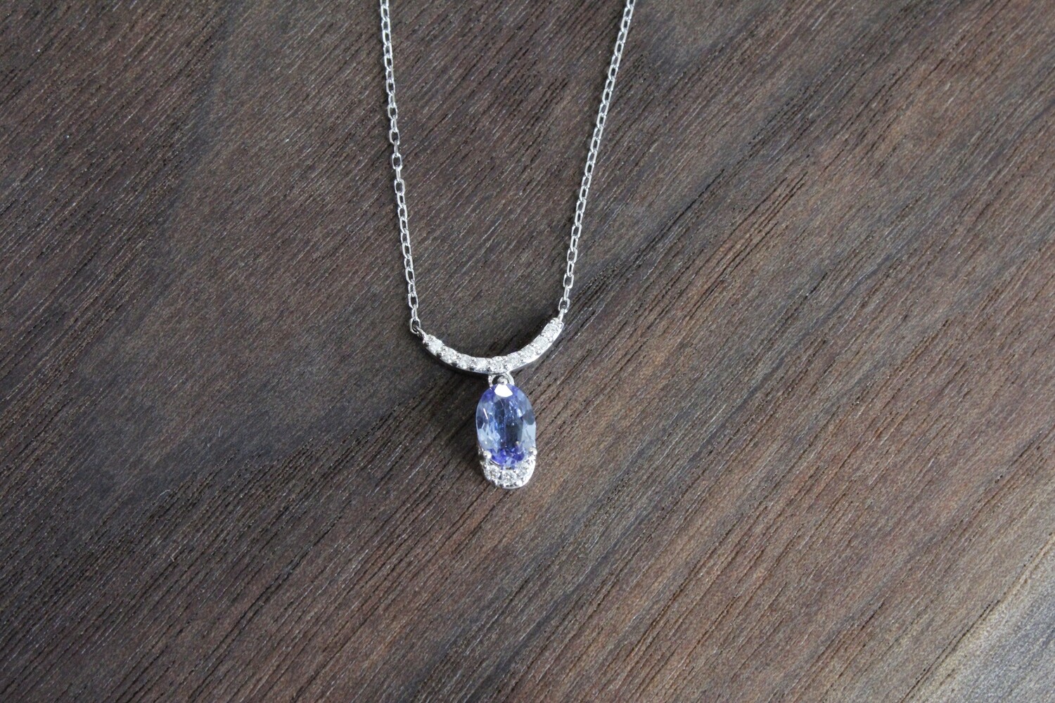 14kw Diamond &amp; Tanzanite Necklace, .10ct Total Diamond Weight  