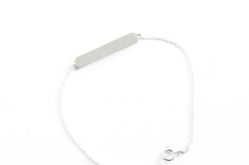 Sterling Silver Geometric ID 7-8&quot; Bracelet