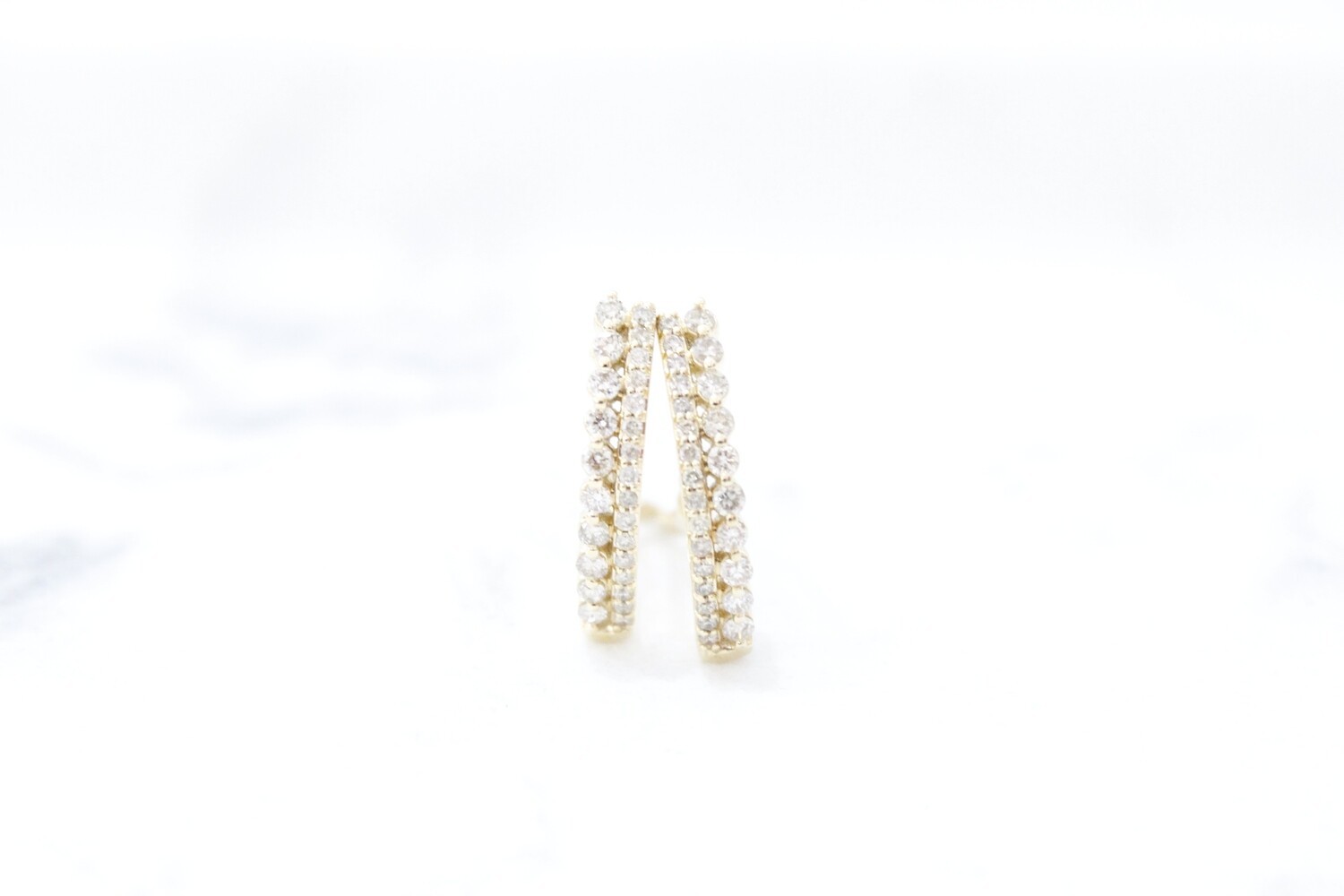 14ky .52ct Total Two Row Diamond Fancy Hoop Earrings, 52 Round Diamonds 