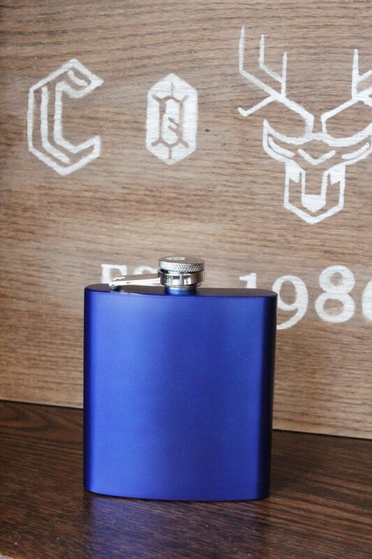 Stainless Steel Blue Engravable 6 ounce Flask