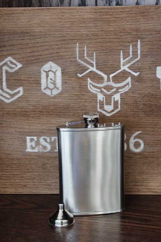 Rebel Steel Brushed Stainless Steel 7 ounce Hip Flask with Funnel