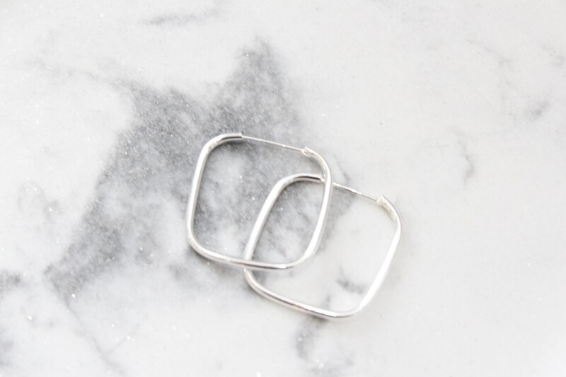 Sterling Silver Polished 1.5mm Square Endless Tube Hoop Earrings