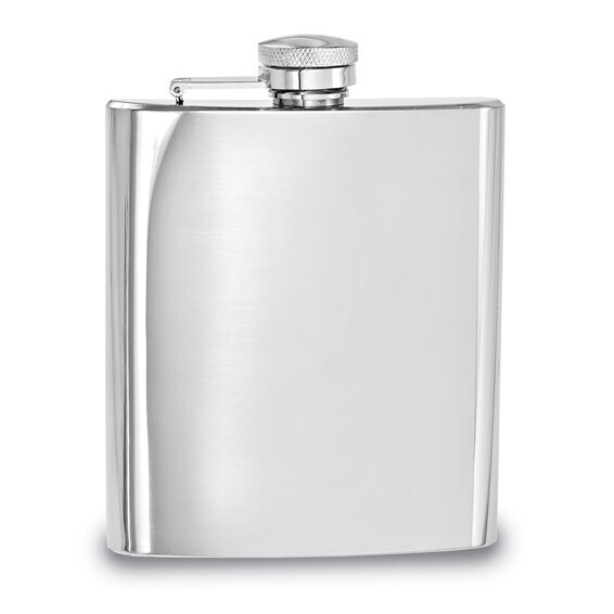 Rebel Steel Polished Stainless Steel 8 ounce Square Flask with Funnel