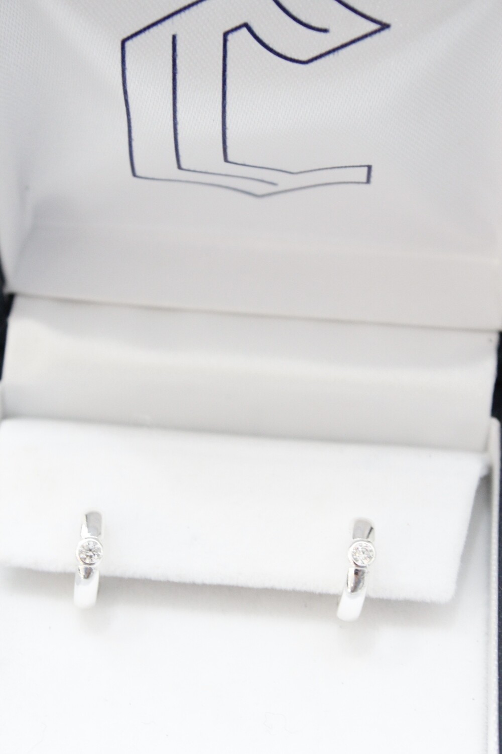 Sterling Silver Polished CZ Post Hoop Earrings