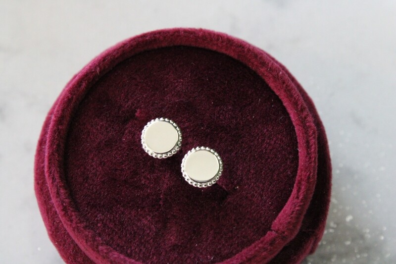 Sterling Silver Engravable Beaded Earrings