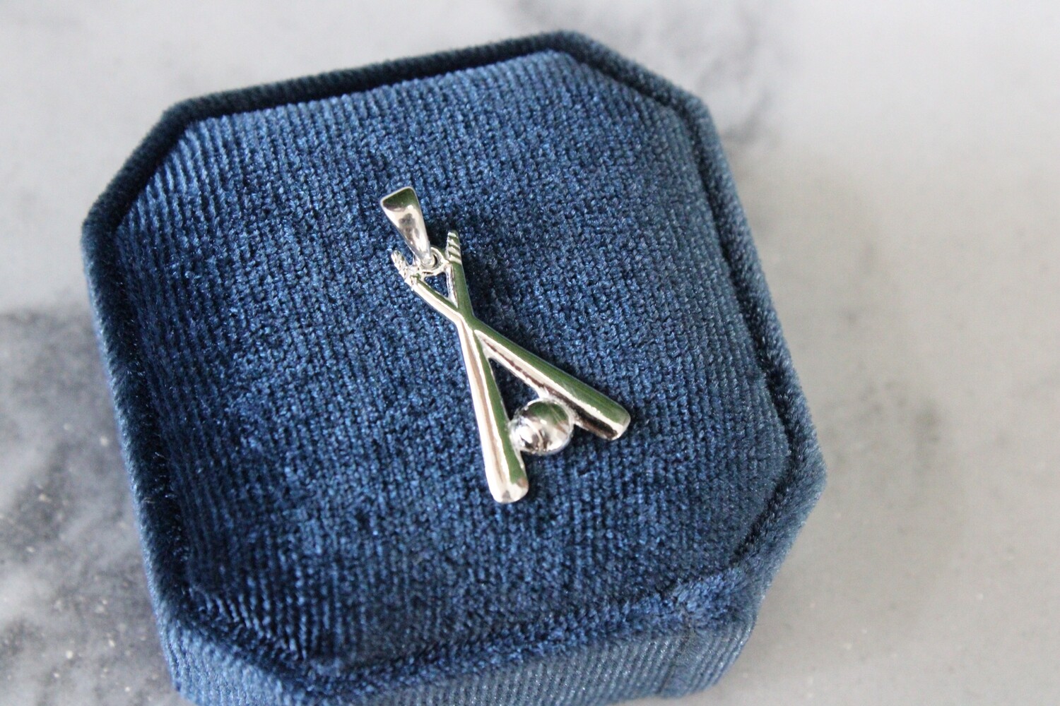 Sterling Silver Polished Bats and Baseball Pendant Sterling Silver Polished Bats and Baseball Pendant