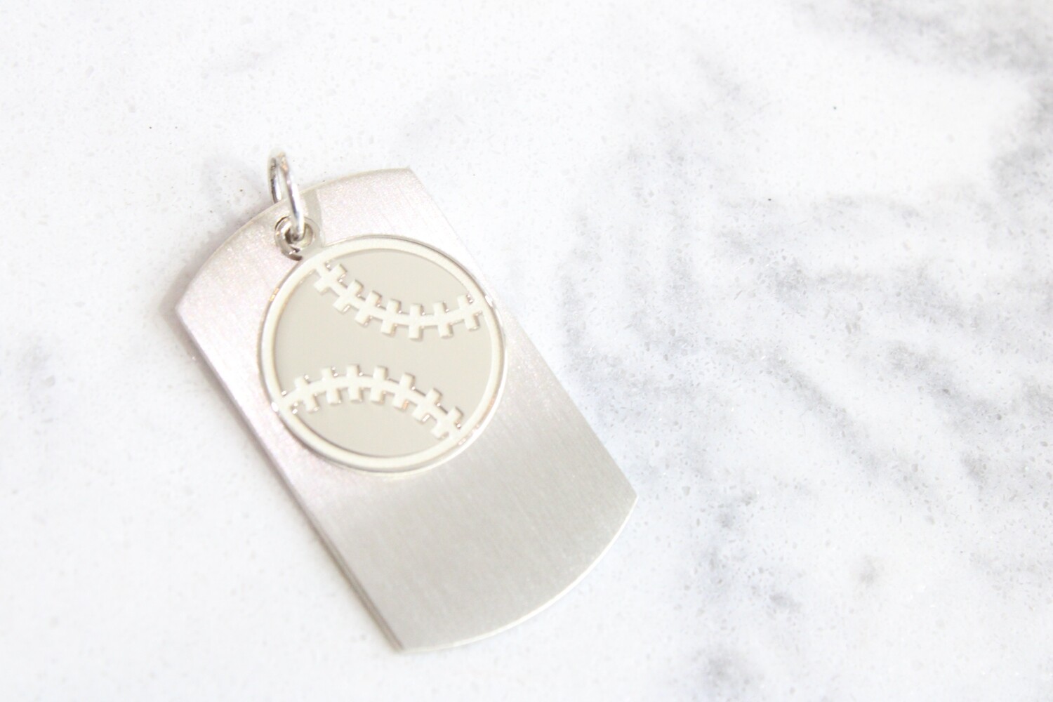 Sterling Silver Engravable 2-piece Baseball Dog Tag Charm
