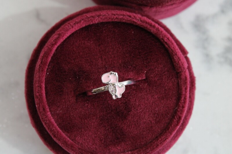 Sterling Silver Enamel CZ Dinosaur Children&#39;s Ring