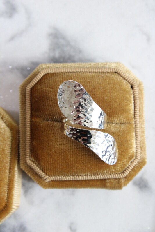 Sterling Silver Bypass Hammered Spoon Ring Sterling Silver Bypass Hammered Spoon Ring
