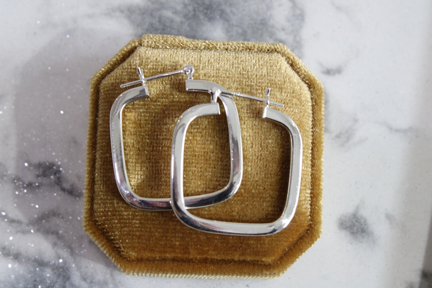 Sterling Silver 2mm x 24mm Square Hoop Earrings