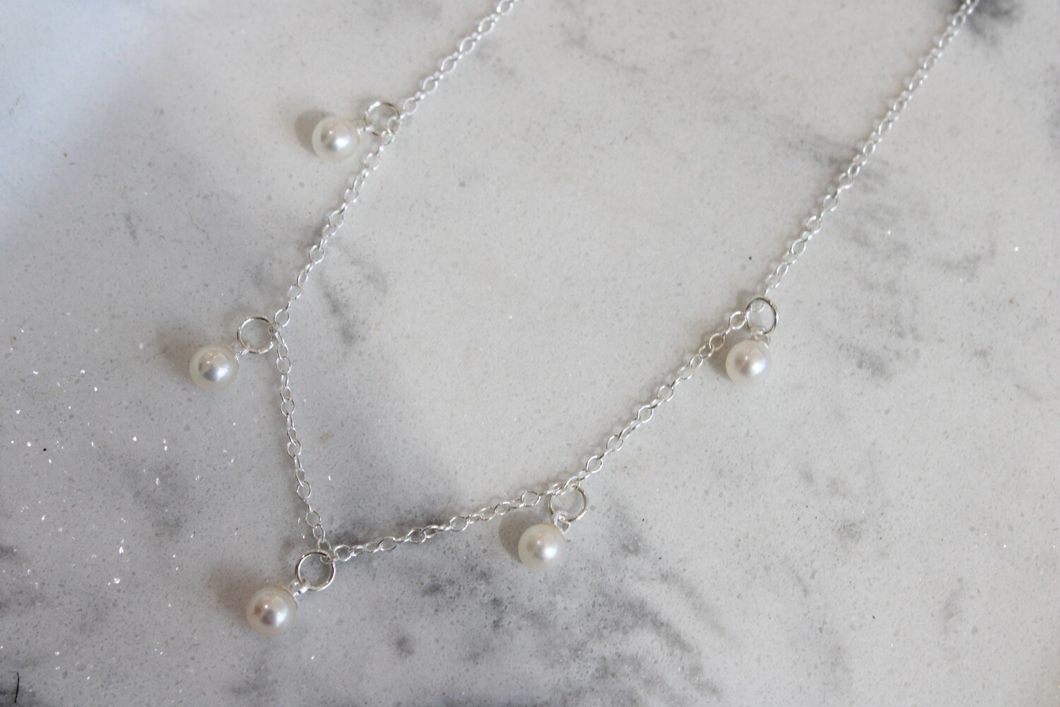 Sterling Silver Cultured Freshwater Pearl Dangle Necklace 