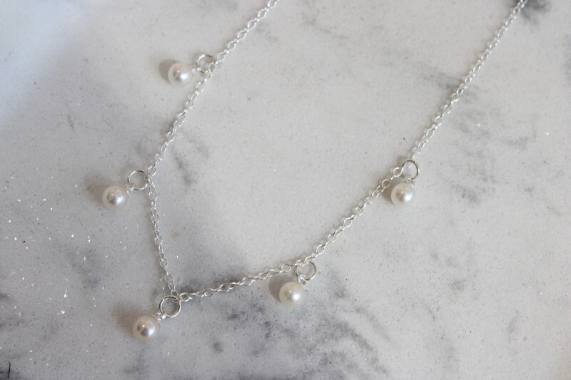 Sterling Silver Cultured Freshwater Pearl Dangle Necklace 