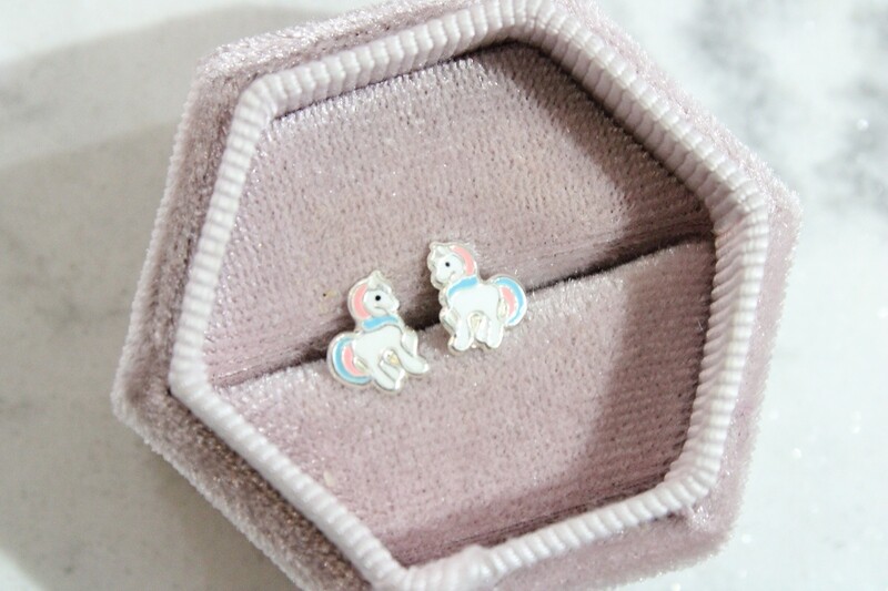 Sterling Silver Enamel Unicorn Stud Earrings