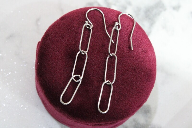 Sterling Silver Paperclip French Wire Earrings