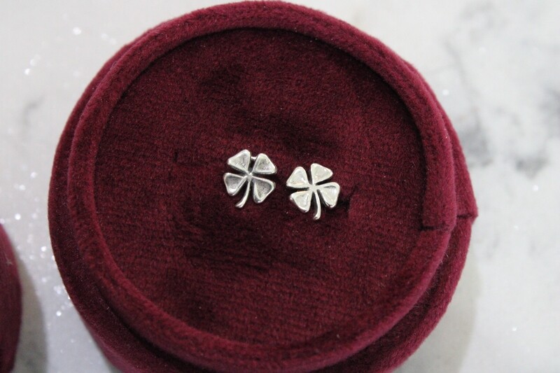 Sterling Silver Four Leaf Clover Stud Earrings 