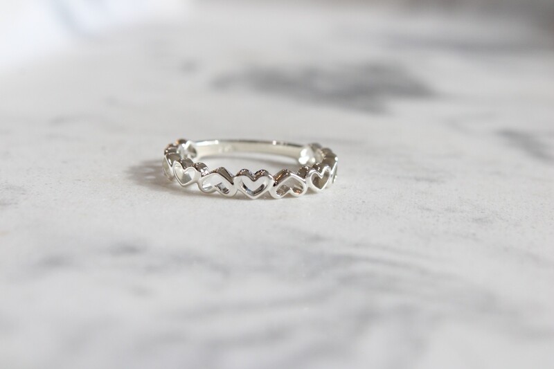 Sterling Silver Heart Stack Ring