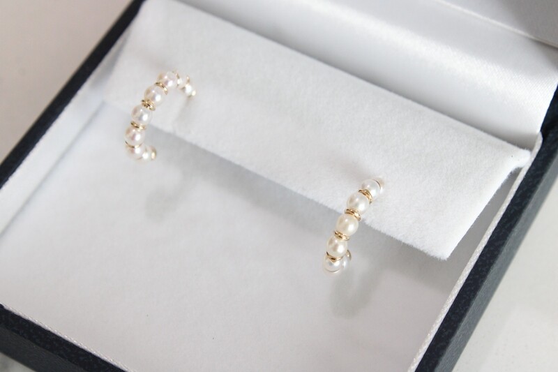 14ky Beaded Cultured Freshwater Pearl J Hoops 14.9mm Earrings 