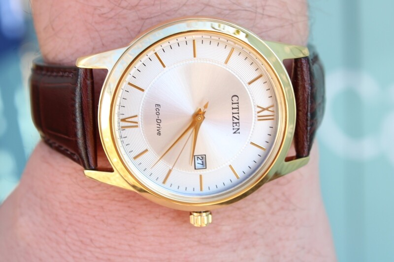 Citizen Men&#39;s Eco-Drive Straps Brown Leather Ivory Dial Watch