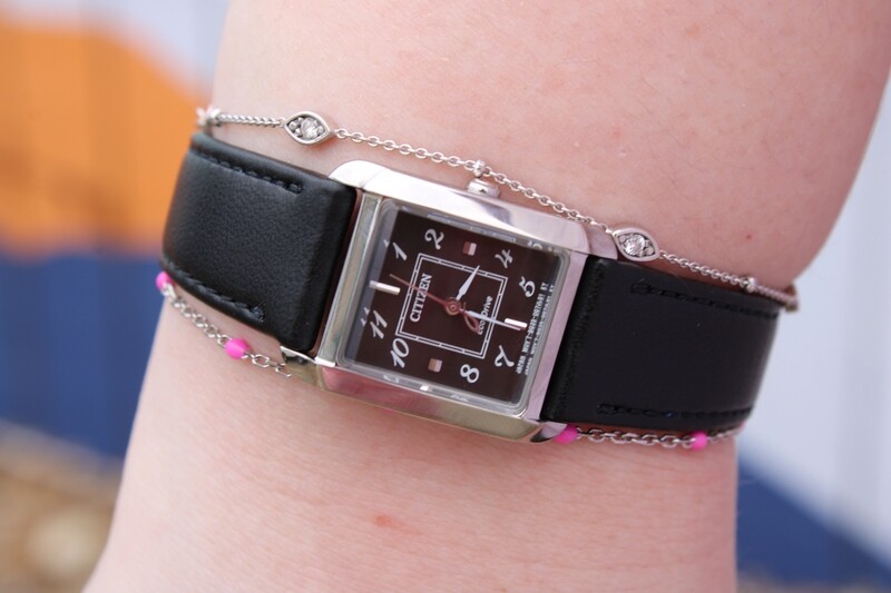 Ladies&#39; Citizen L Bianca Watch in Stainless Steel with Black Leather Strap (Model: EW5600-01E)