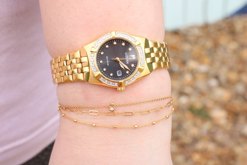 Ladies&#39; Citizen Corso Diamond Accent Watch in Gold-Tone Stainless Steel (Model: EW2712-55E)