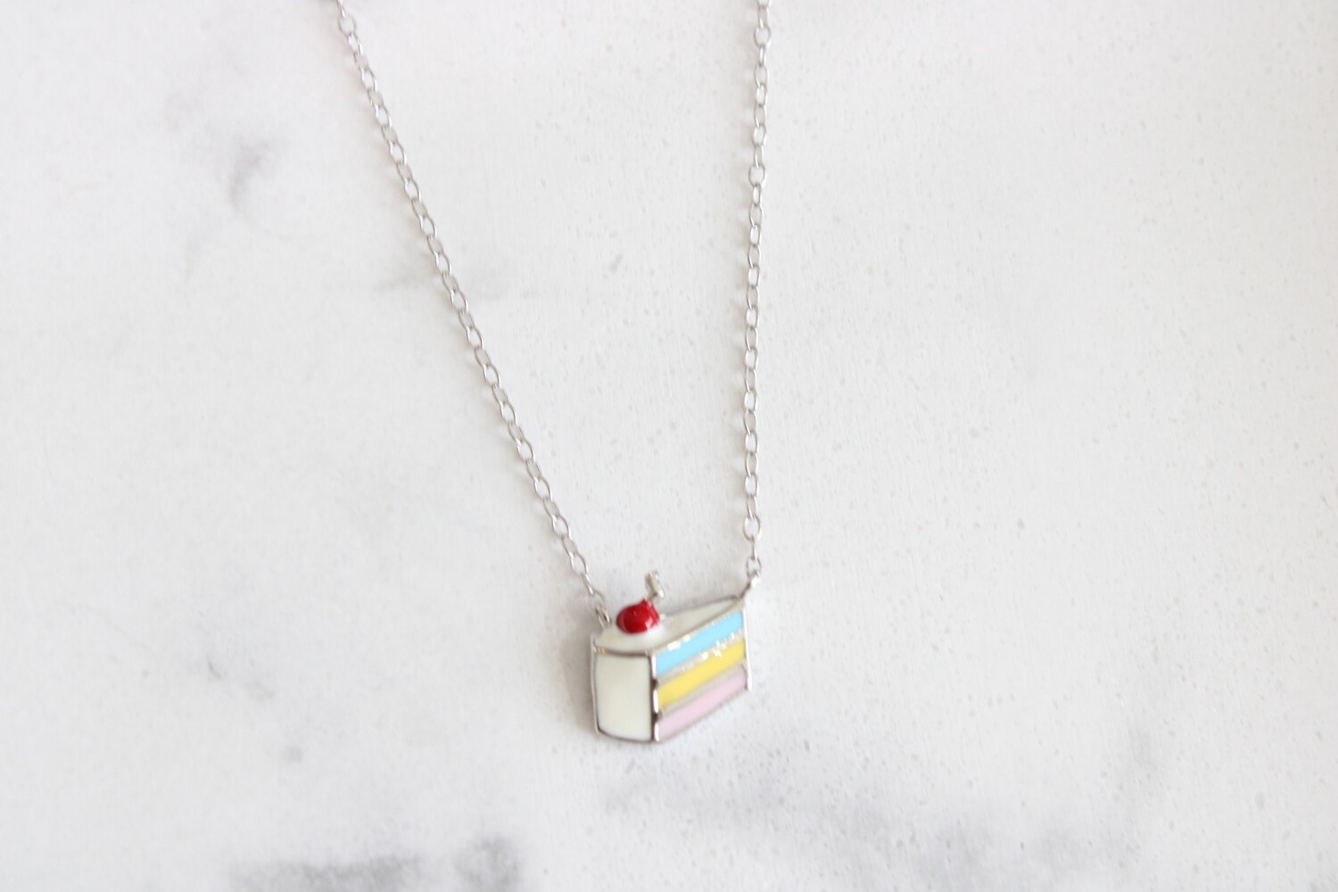 Sterling Silver Enameled Cake Necklace