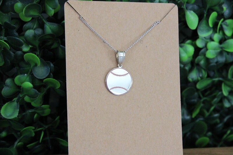 Sterling Silver Personalized Baseball Enameled Pendant 