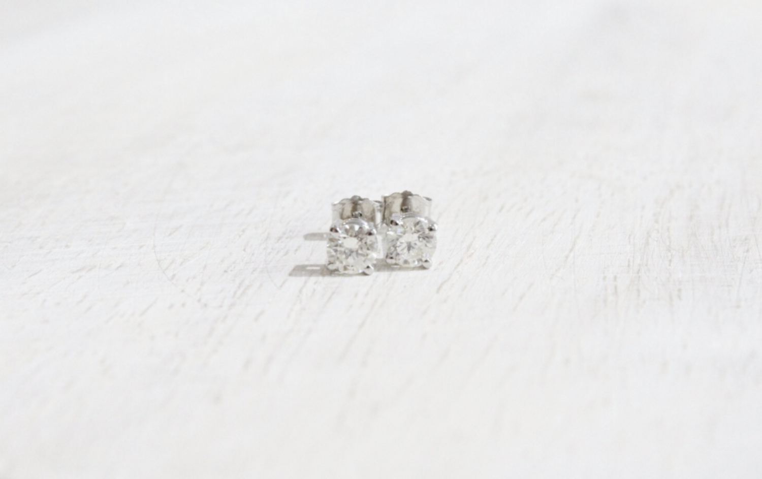 14kw .50ct Total Four Prong Diamond Stud Earrings 