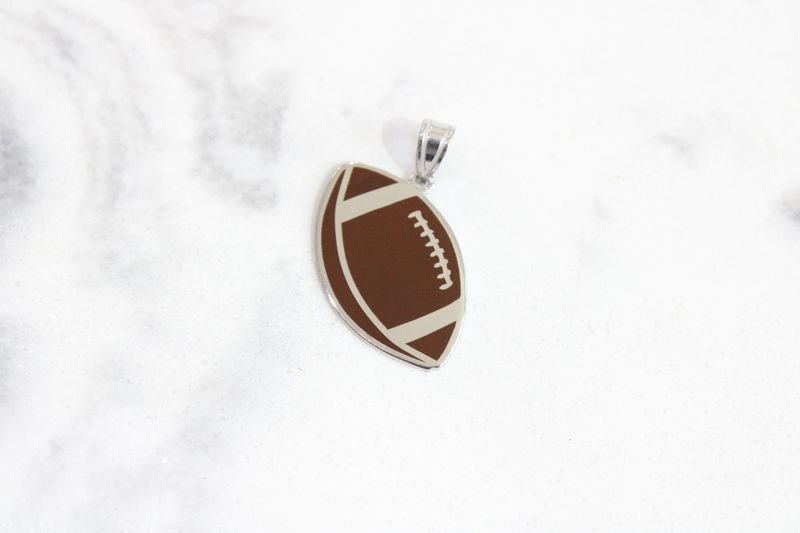 Sterling Silver Enameled Football Pendant