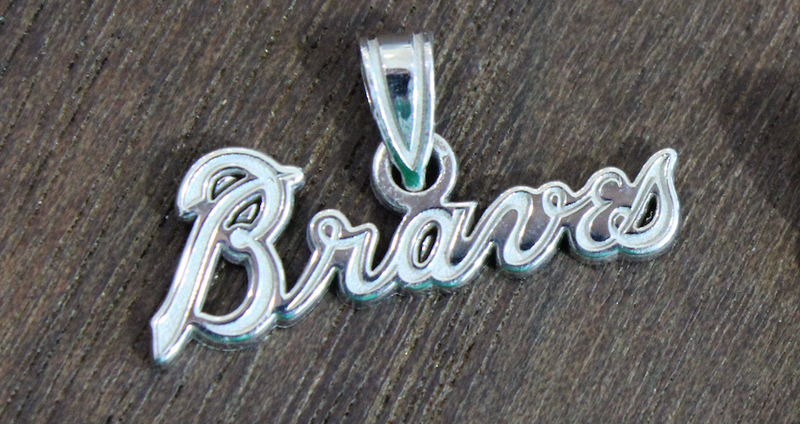 Sterling Silver MLB LogoArt Atlanta Braves Script Small Pendant