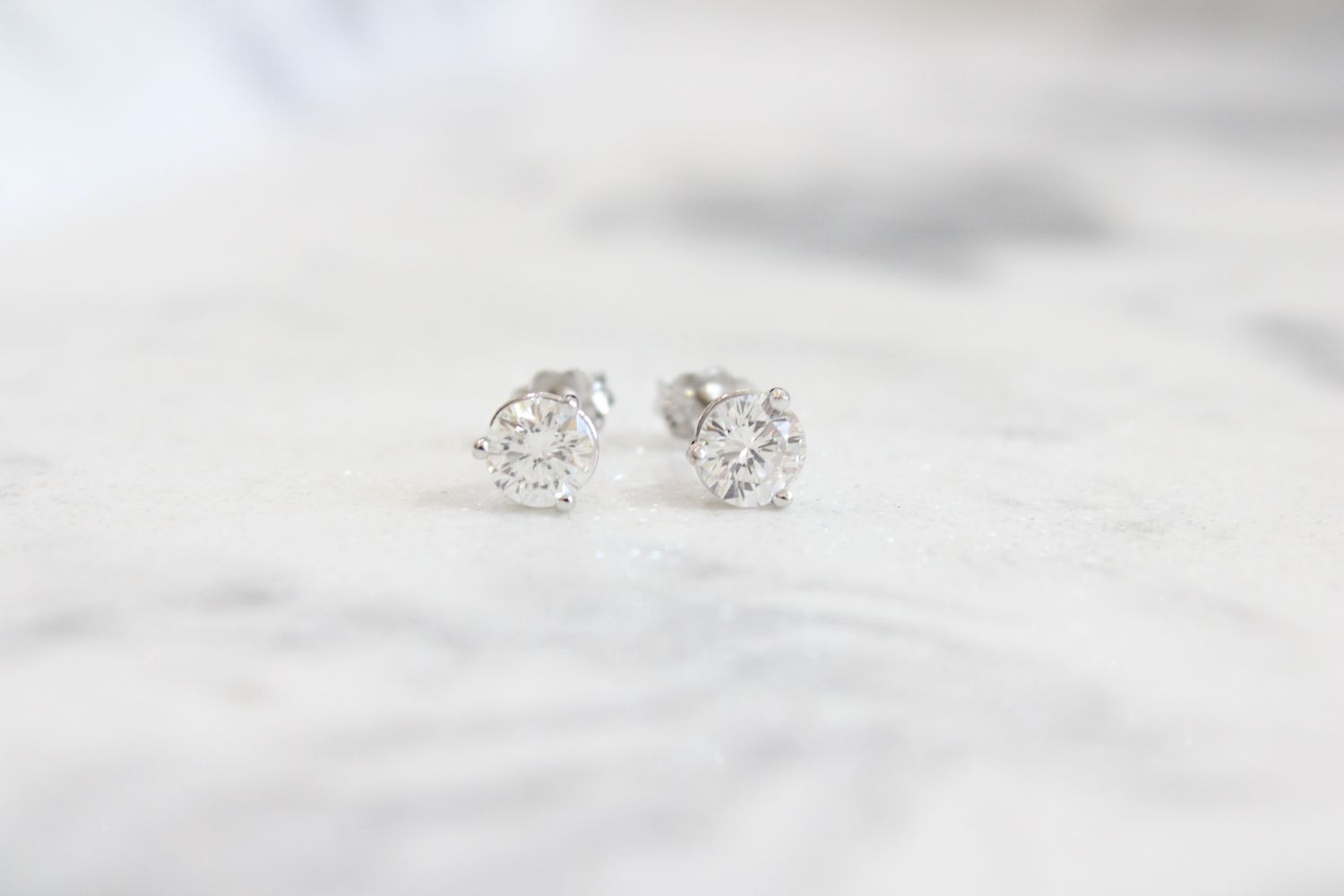 14kw .96ct Total Diamond Stud Earrings with Martini Studs 