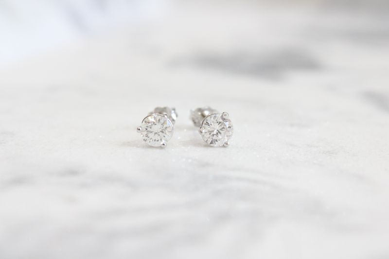 14kw .96ct Total Diamond Stud Earrings with Martini Studs 