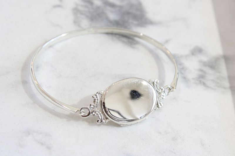 Sterling Silver 26mm Oval Locket Bangle